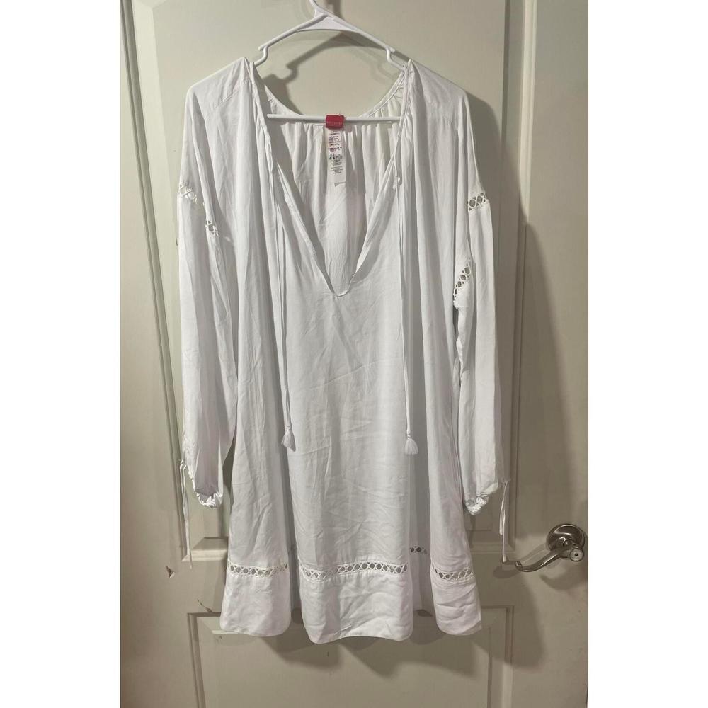 Red Carter Women's White Swim Cover-Up Dress M